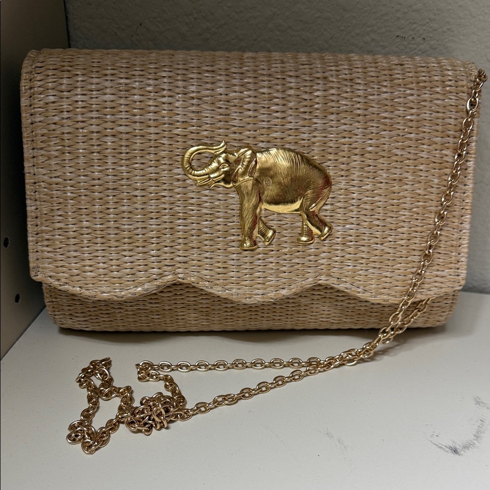Gold Elephant Tan Clutch